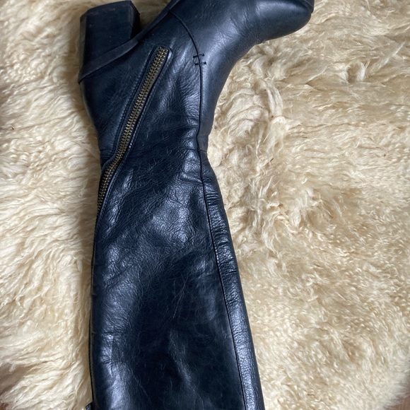 Tall Black Ethem leather boots with slanted back/side zipper 🔥 Turkish made - Picture 6 of 7